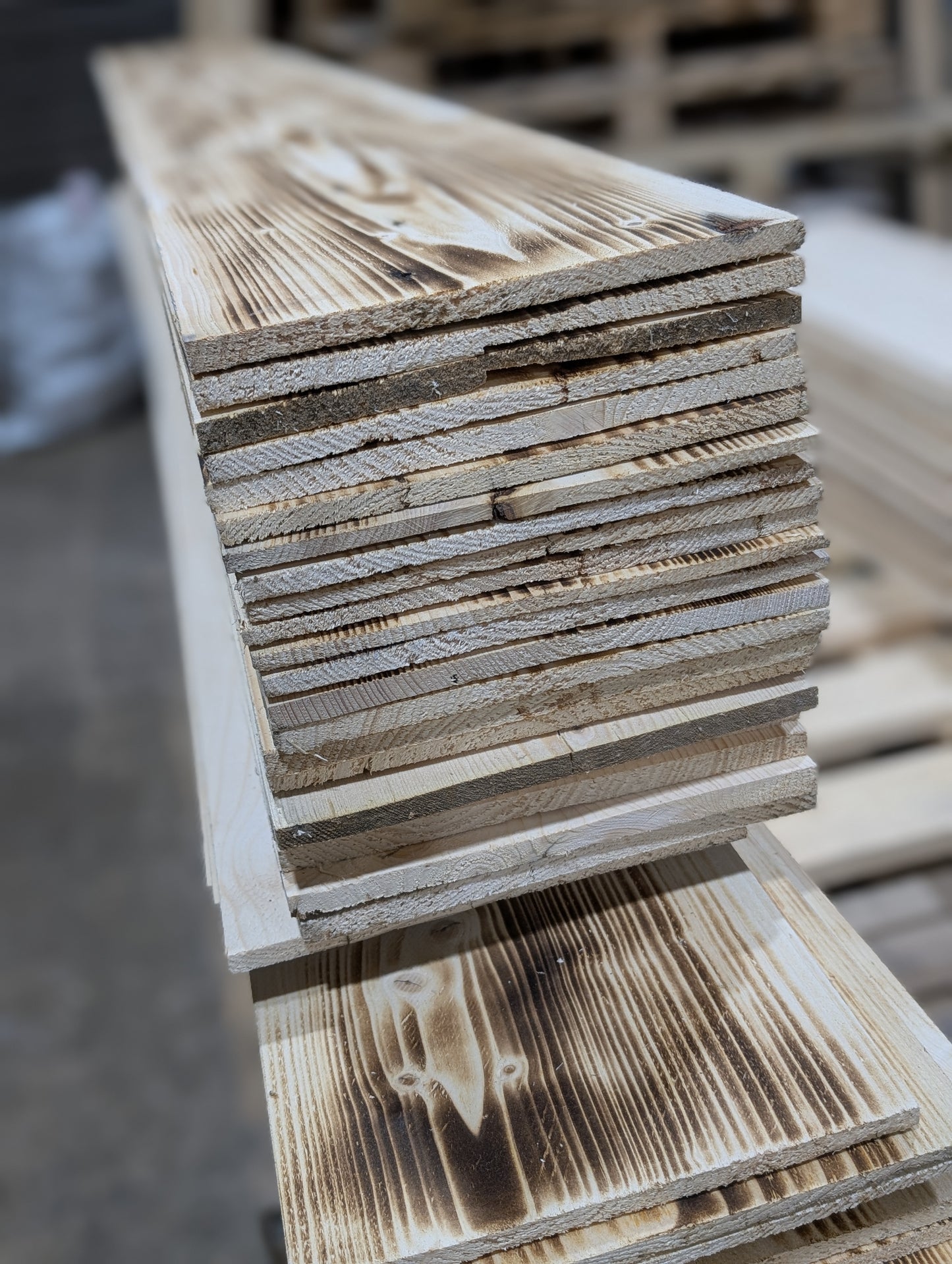 Scorched Expression - Scaffold Boards For Cladding -  Thickness 10mm - Coverage 5sqm Sanded Boards