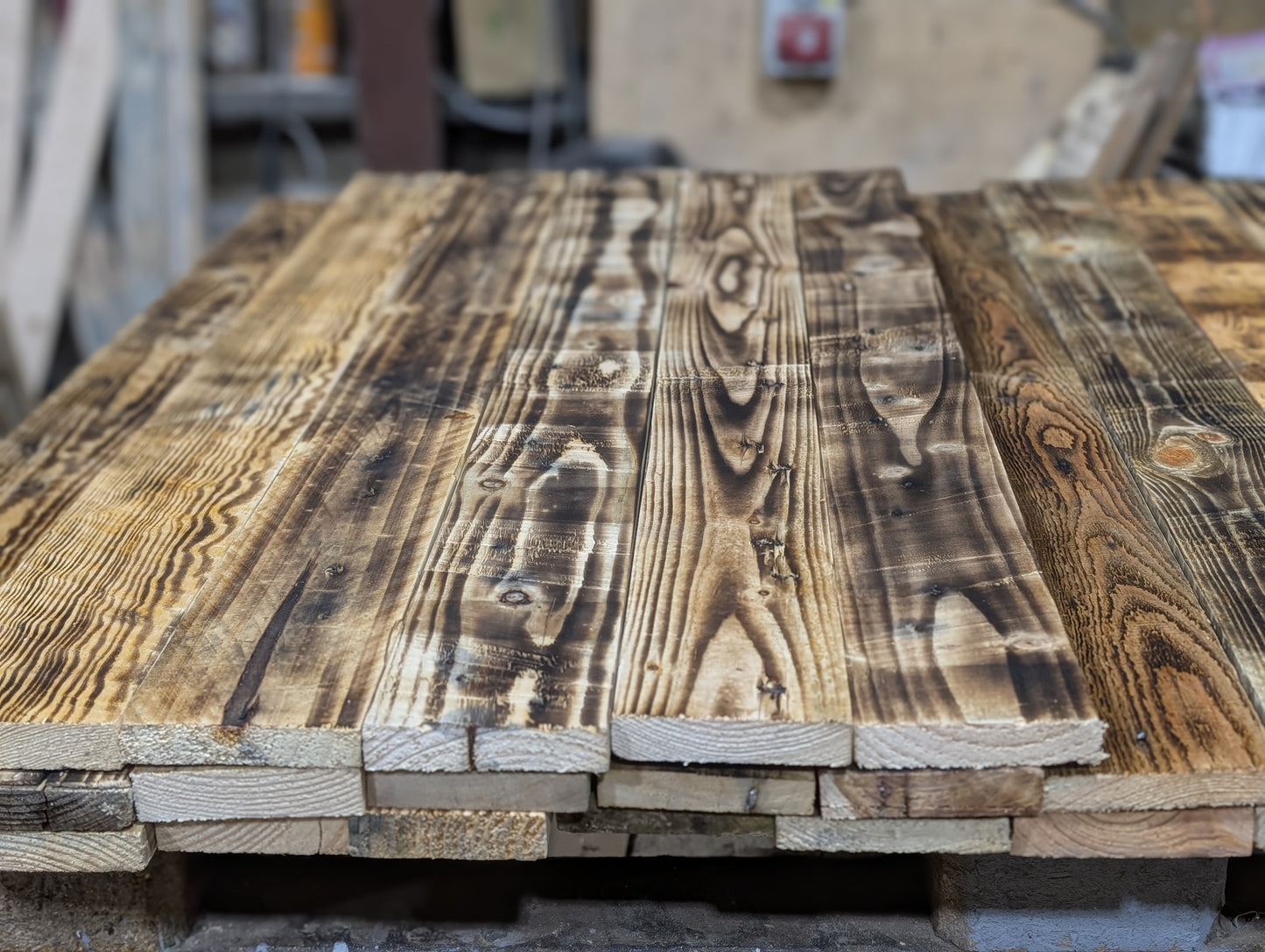 Reclaimed Wood Panels – 1m² Eco-Friendly Scorched Reclaimed Timber Boards