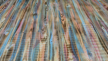 Blue Pink Orange Wash Hand Crafted Unique Rustic Cladding Planks 1sqm