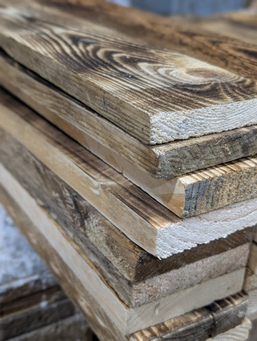 Reclaimed Wood Cladding – 1m² Eco-Friendly Scorched Reclaimed Timber Boards