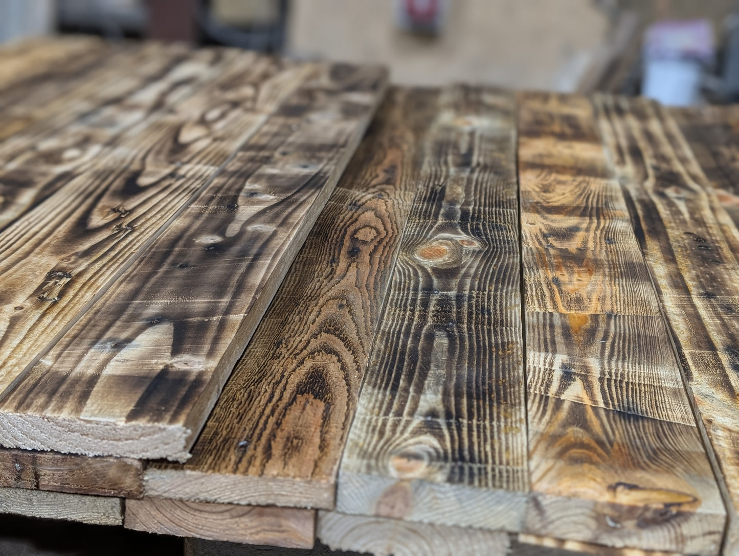 Reclaimed Wood Panels – 1m² Eco-Friendly Scorched Reclaimed Timber Boards