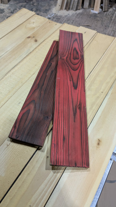 Red Shou Sugi Ban Charred Wood Wall Cladding – Rustic Timber Boards 100cm