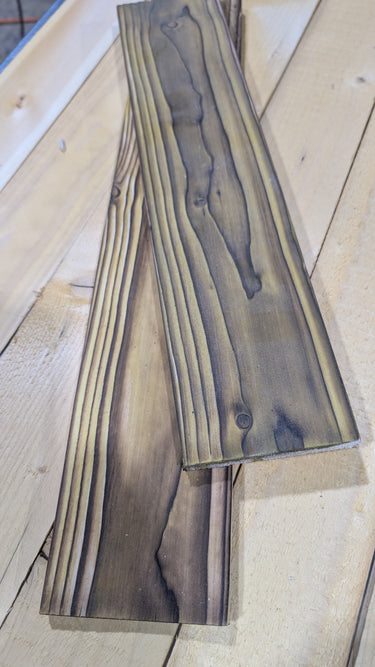 Yellow Shou Sugi Ban Charred Wood Wall Cladding – Rustic Timber Boards 1m2